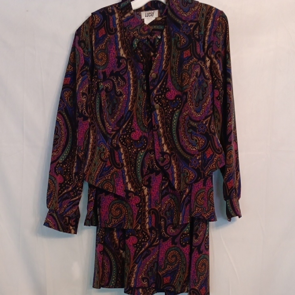Lucia Paisley Long Sleeve Dress Size 8